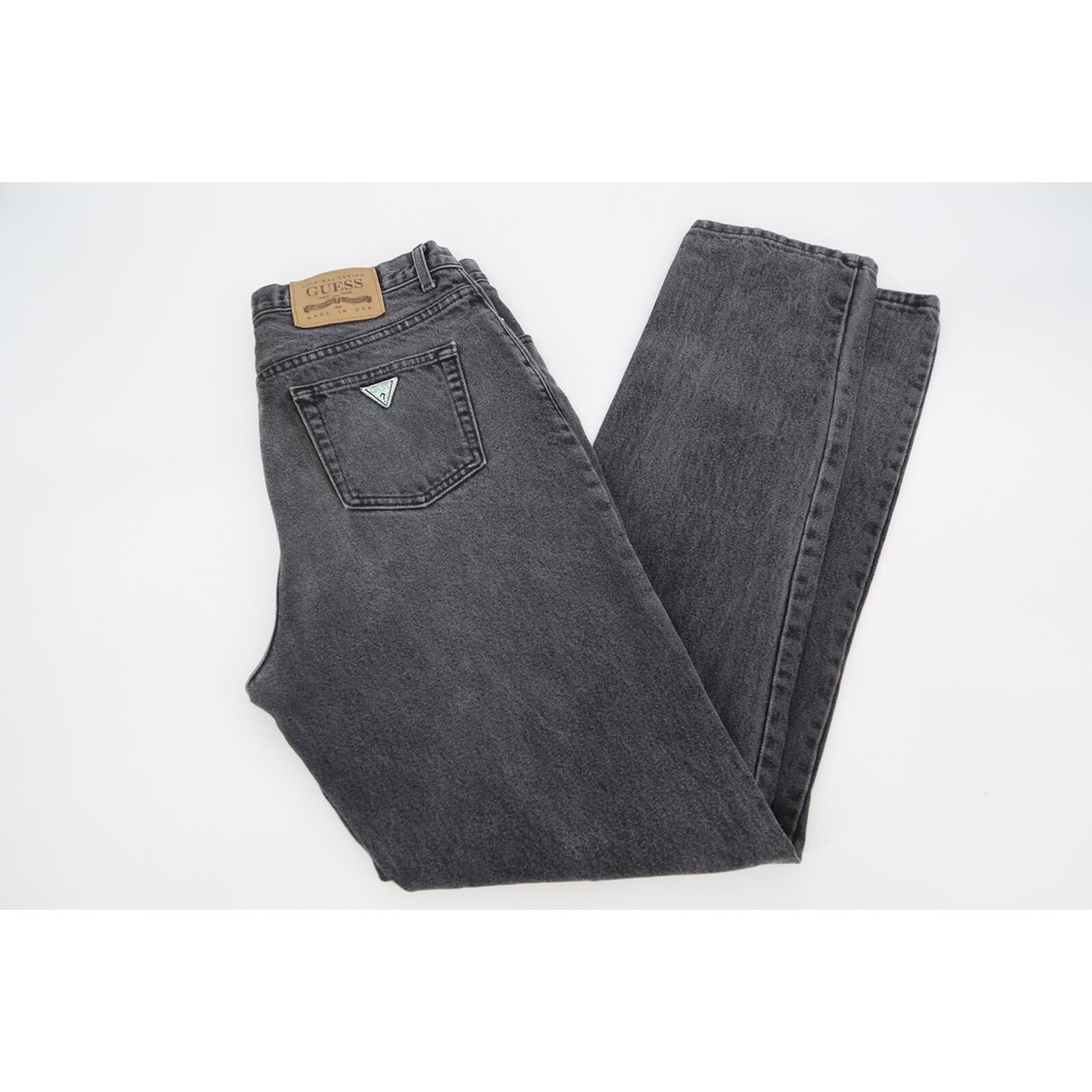 Vintage GUESS Jeans MADE‎ IN USA Mens 38 Black Washed Triangle 90s Actual 34x34